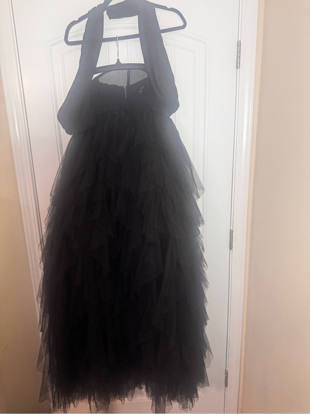 Black Tulle Layered Maxi Dress - Elegant Women's Dress